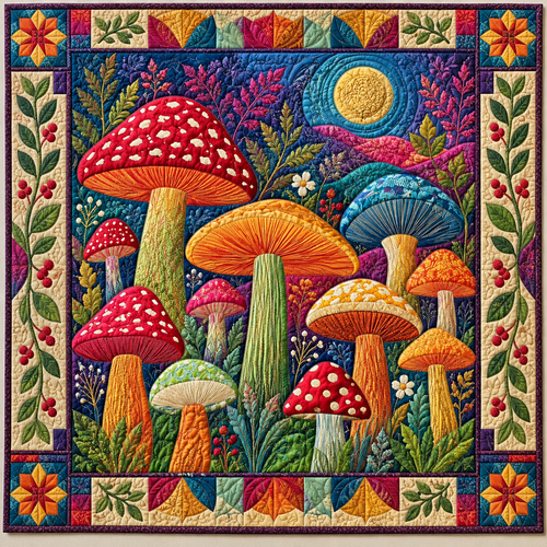Colorful Woodland Mushrooms TD141026940 Quilt Blanket