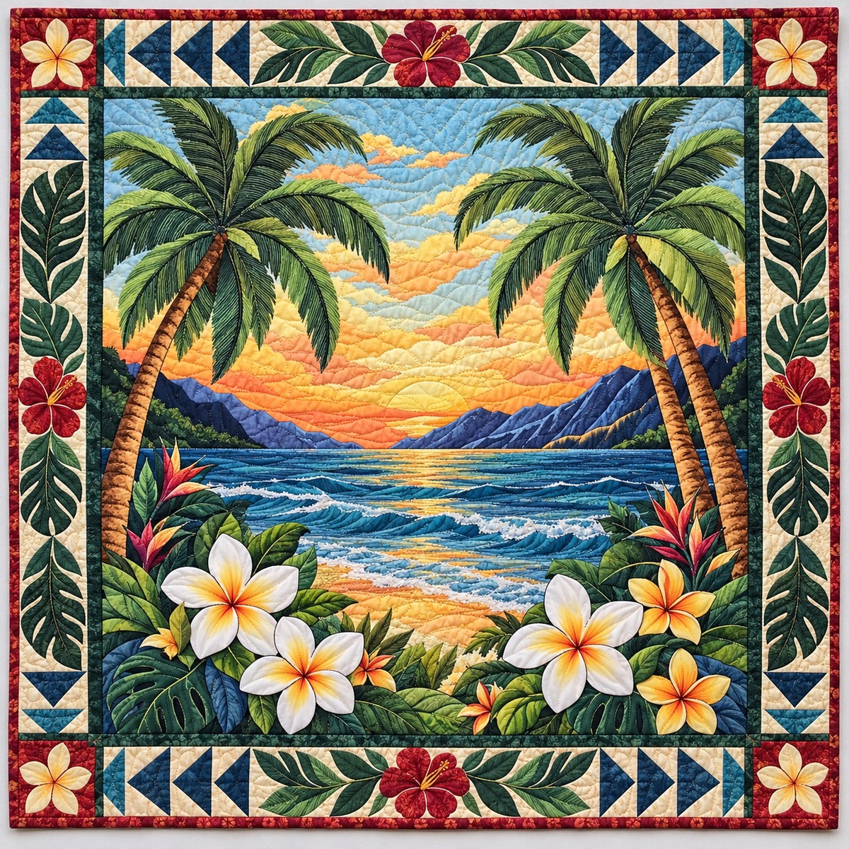 Tropical Palm Sunset TD141026950 Quilt Blanket