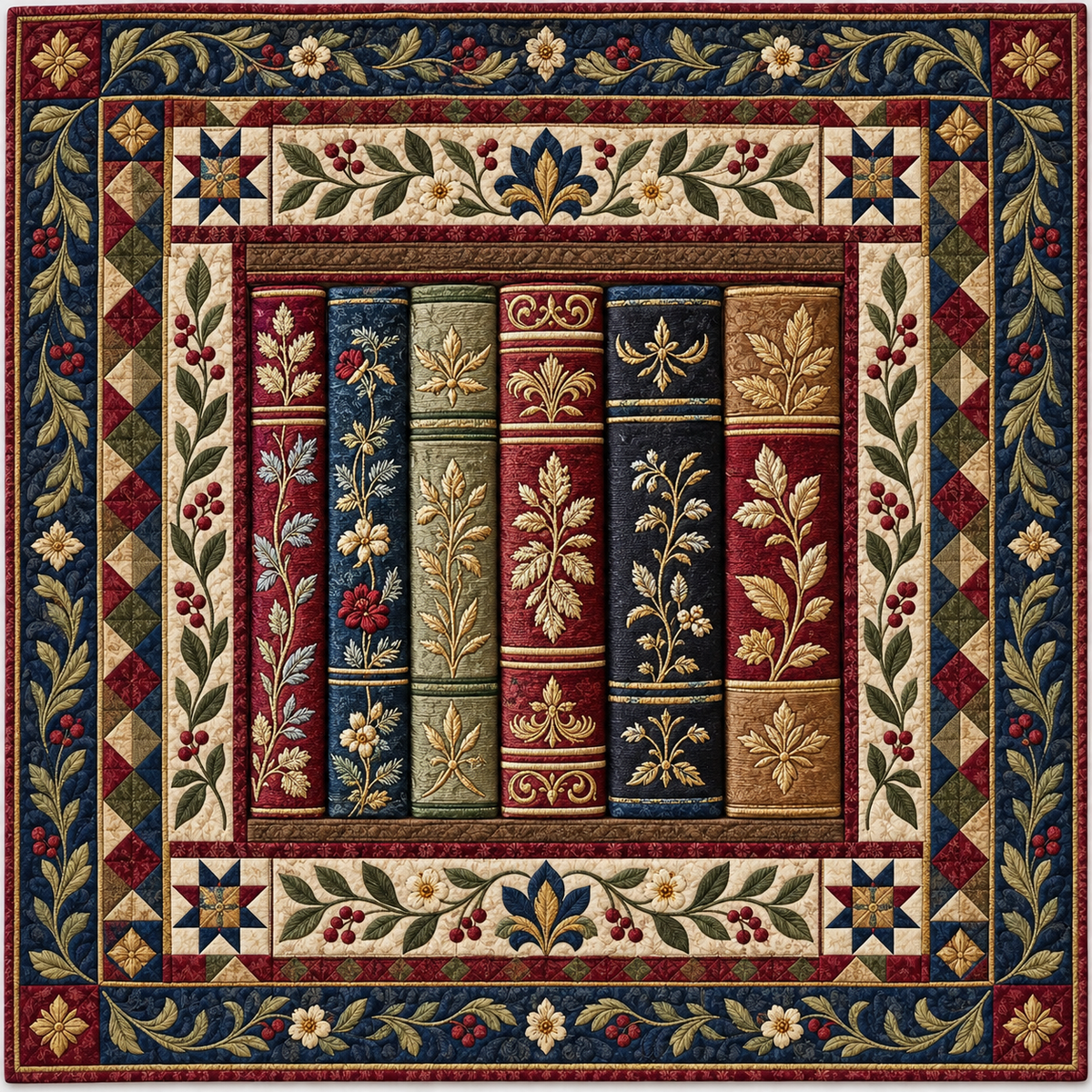 Antique Library Floral Books TD141026952 Quilt Blanket