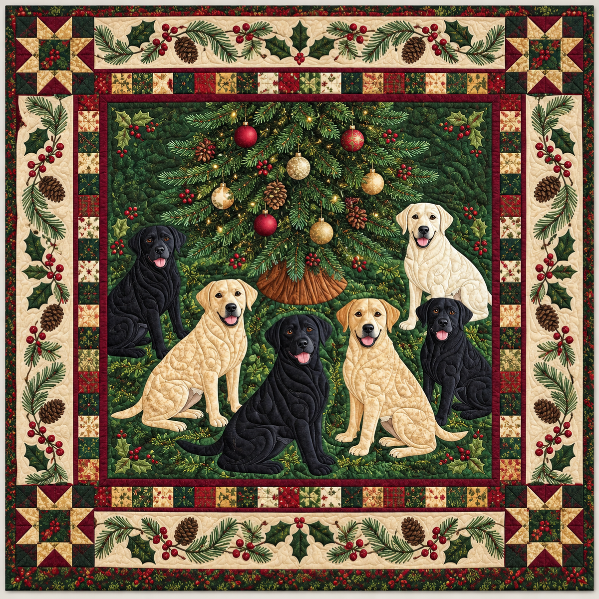 Labrador Holiday Circle TD141026963 Quilt Blanket