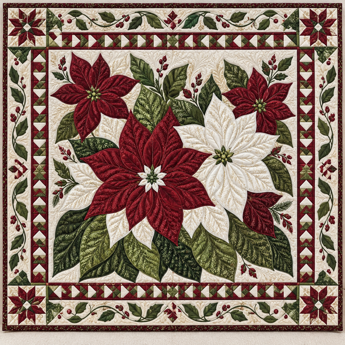 Winter Poinsettia TD141026965 Quilt Blanket