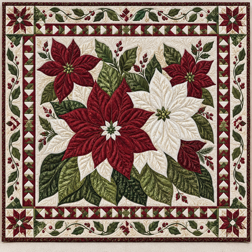 Winter Poinsettia TD141026965 Quilt Blanket