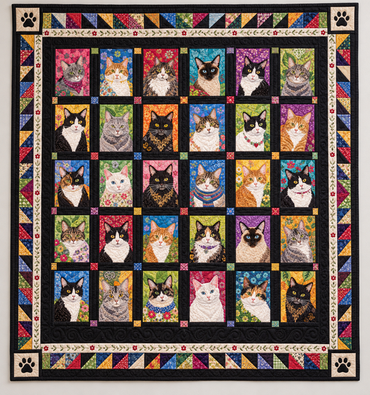 Colorful Cat Portrait Gallery TD141026465 Quilt Blanket