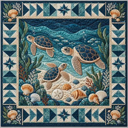Coastal Turtle TD141026968 Quilt Blanket