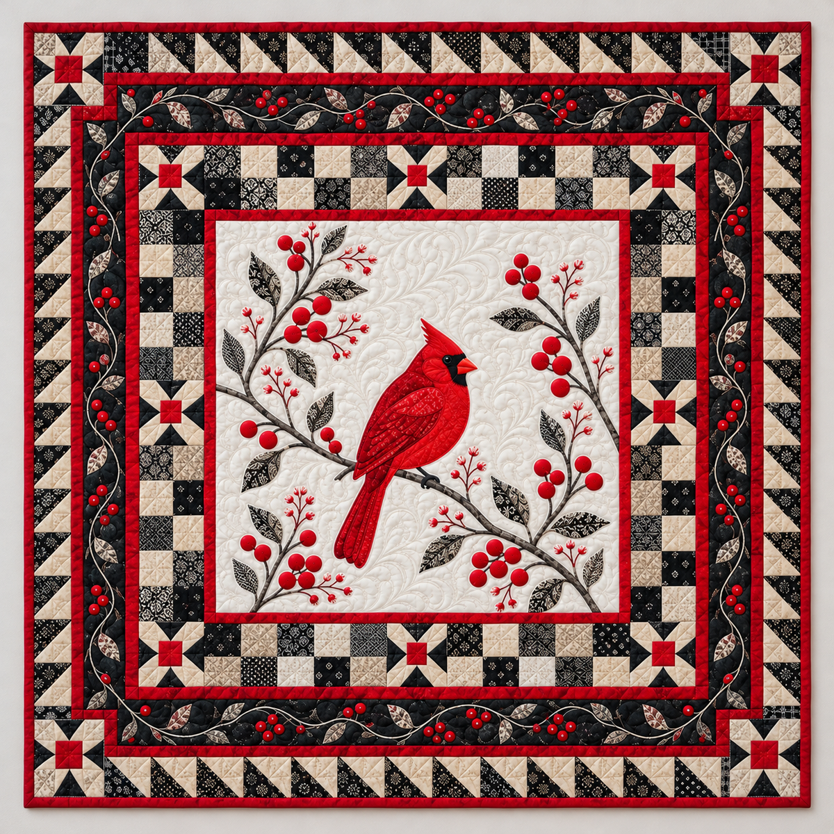Cardinal In Checkerboard Borders TD141026470 Quilt Blanket