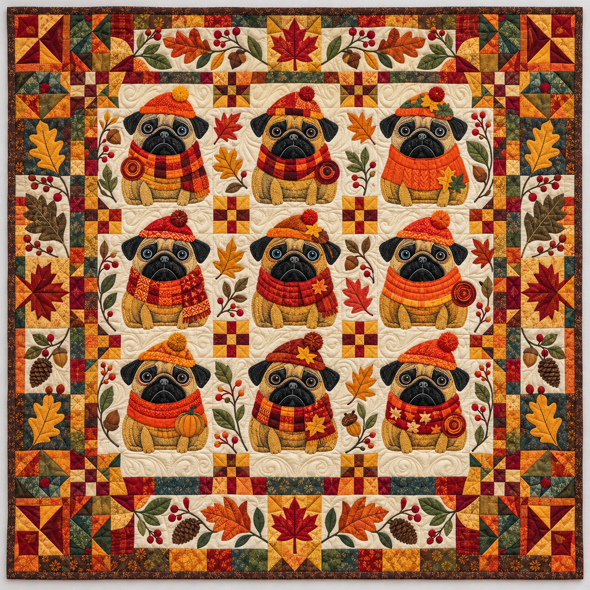 Autumn Pug TD141026972 Quilt Blanket
