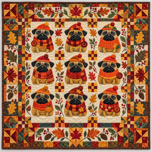Autumn Pug TD141026972 Quilt Blanket