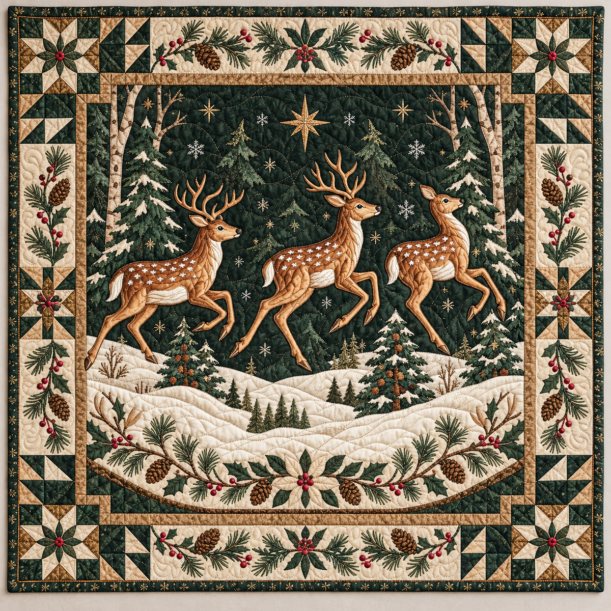 Woodland Reindeer Run TD141026973 Quilt Blanket