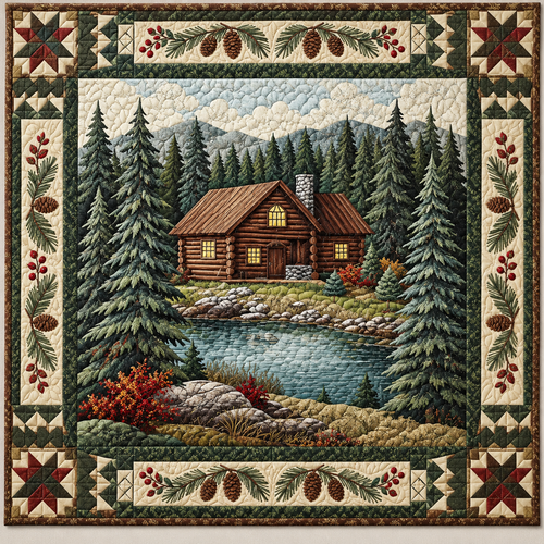 Forest Log Cabin TD141026977 Quilt Blanket