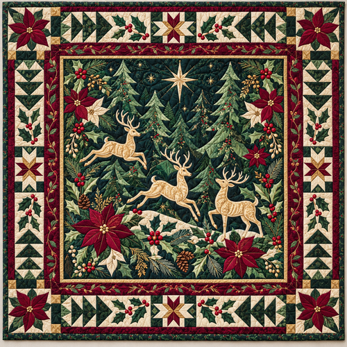 Golden Deer Holly Journey TD141026979 Quilt Blanket