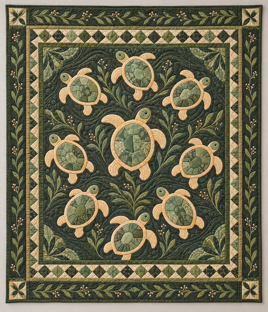 Turtles In Muted Olive Green TD141026486 Quilt Blanket