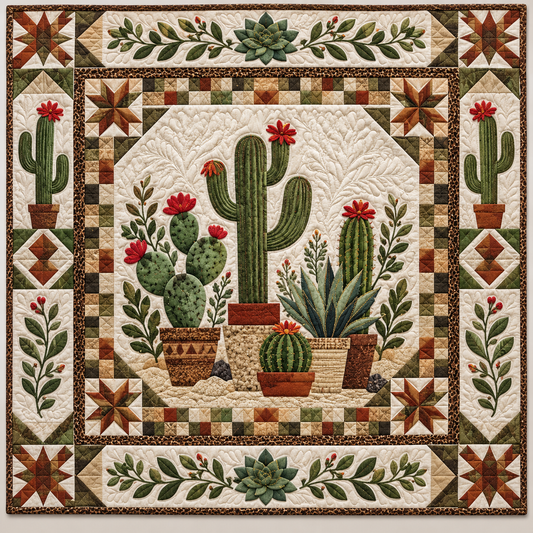 Desert Cactus Pots TD141026991 Quilt Blanket