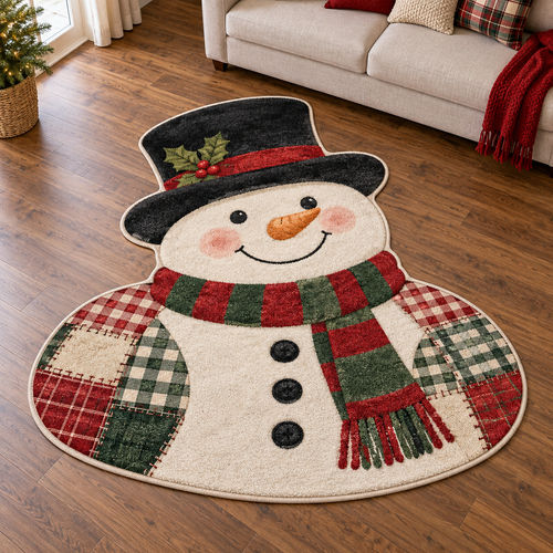 Patchwork Snowman Scarf TD131026496 Custom Shape Area Rug