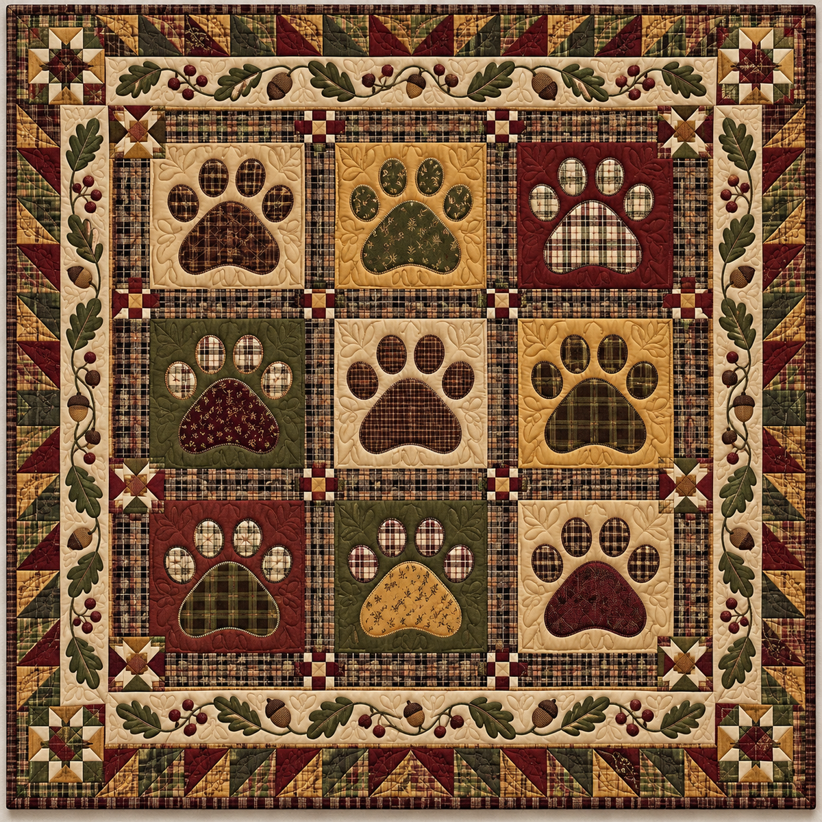 Autumn Paw Plaid TD141026997 Quilt Blanket
