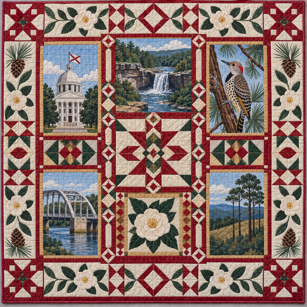 Alabama Landmark Windows TD181026413 Quilt Blanket