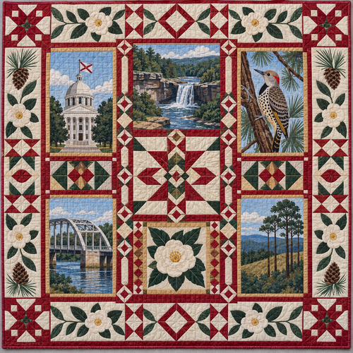 Alabama Landmark Windows TD181026413 Quilt Blanket