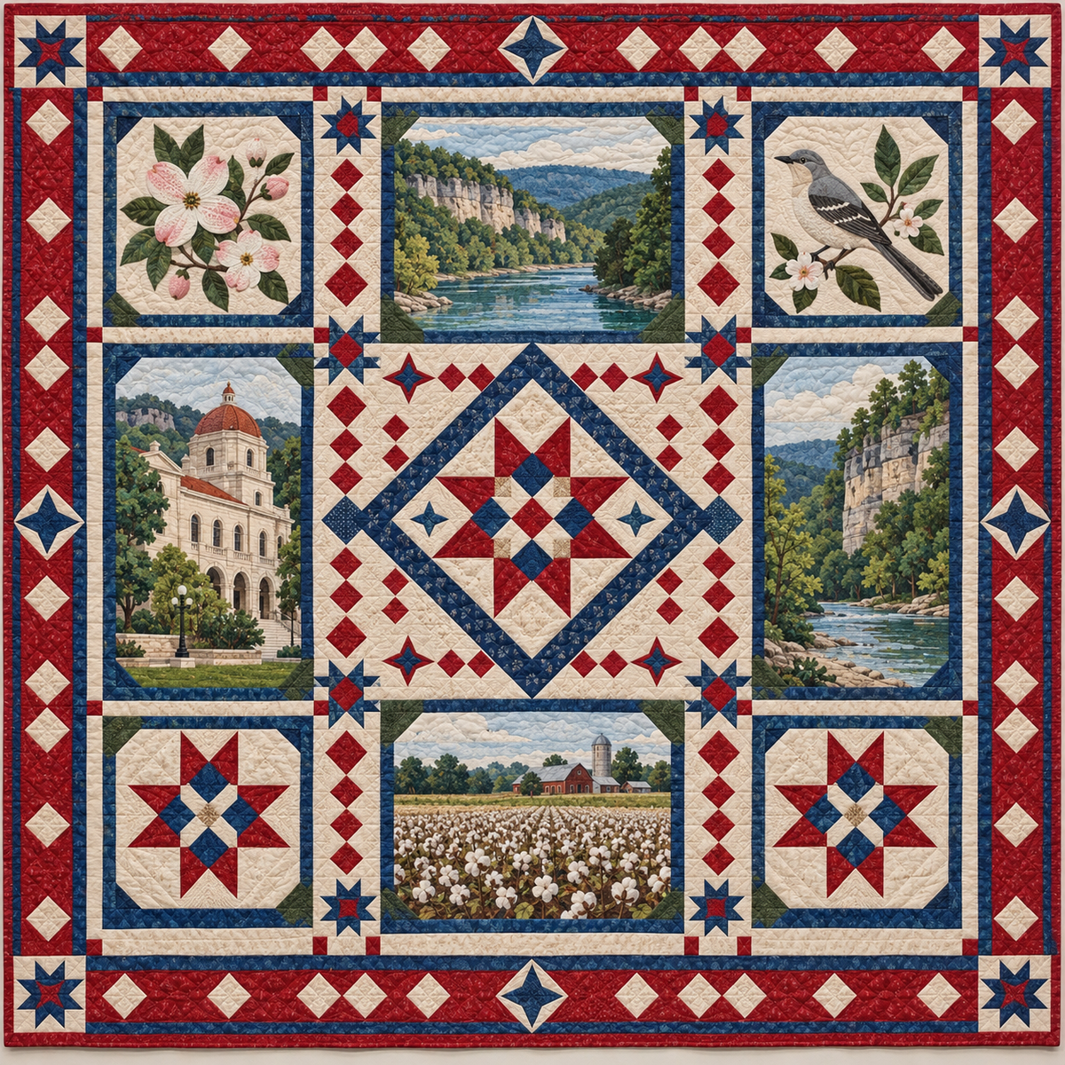 Arkansas Landmark Windows TD181026423 Quilt Blanket