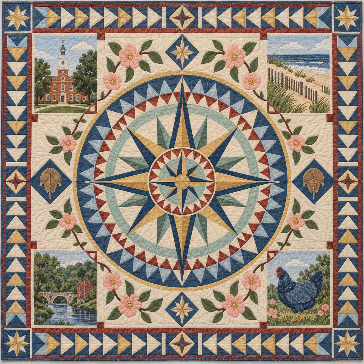 Delaware Radiant Compass TD181026477 Quilt Blanket