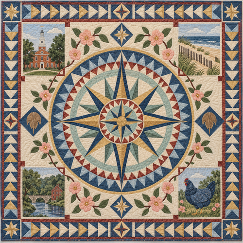 Delaware Radiant Compass TD181026477 Quilt Blanket