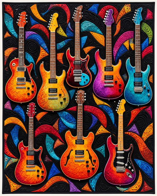 Electric Guitar Kaleidoscope TD101026215 Quilt Blanket