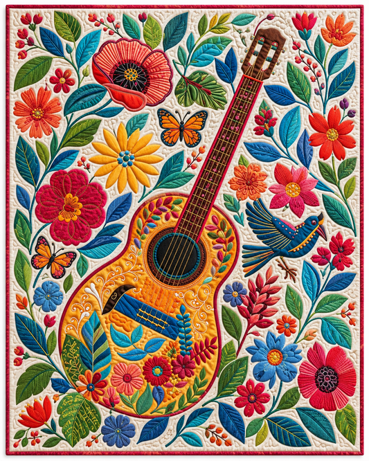 Floral Guitar Garden TD101026228 Quilt Blanket