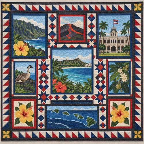 Hawaii Landmark Windows TD181026503 Quilt Blanket