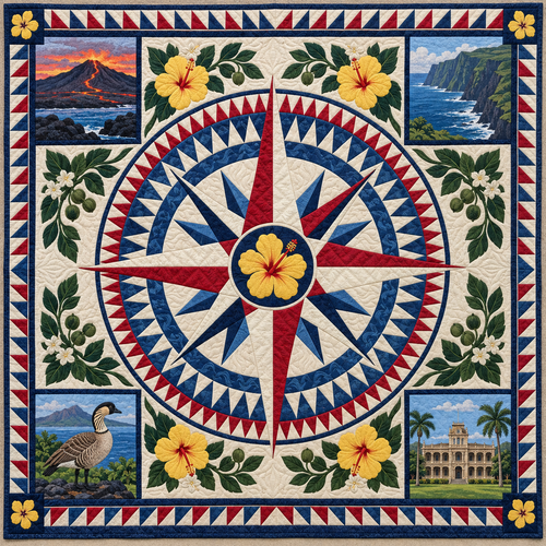 Hawaii Radiant Compass TD181026507 Quilt Blanket