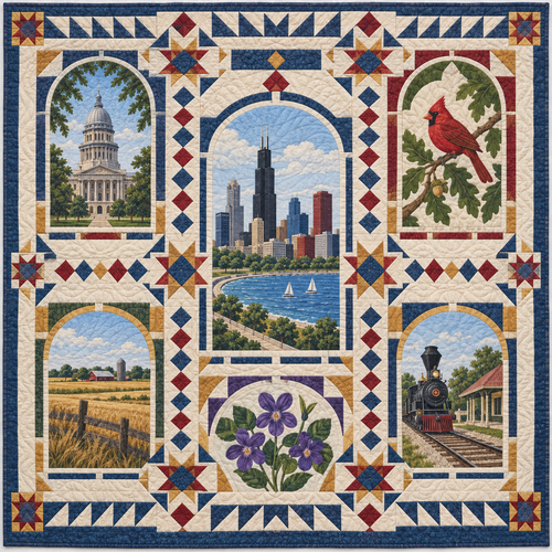 Illinois Landmark Windows TD181026533 Quilt Blanket