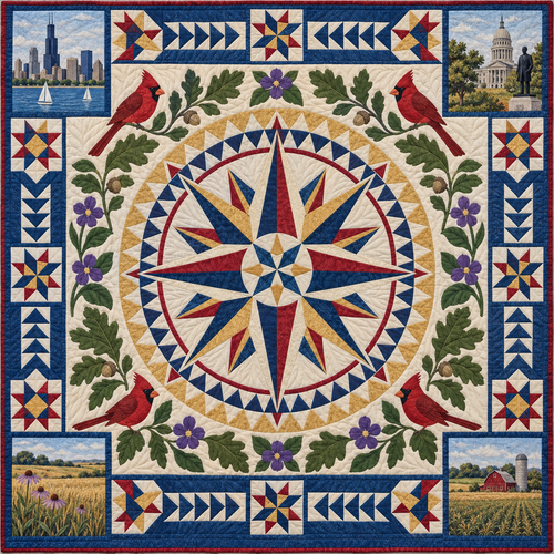 Illinois Radiant Compass TD181026537 Quilt Blanket