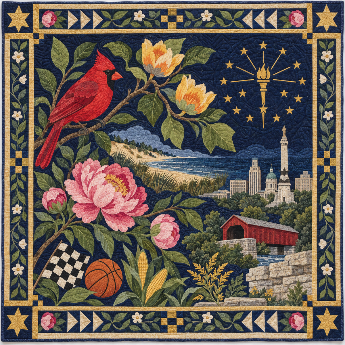 Indiana Botanical Heritage TD181026542 Quilt Blanket