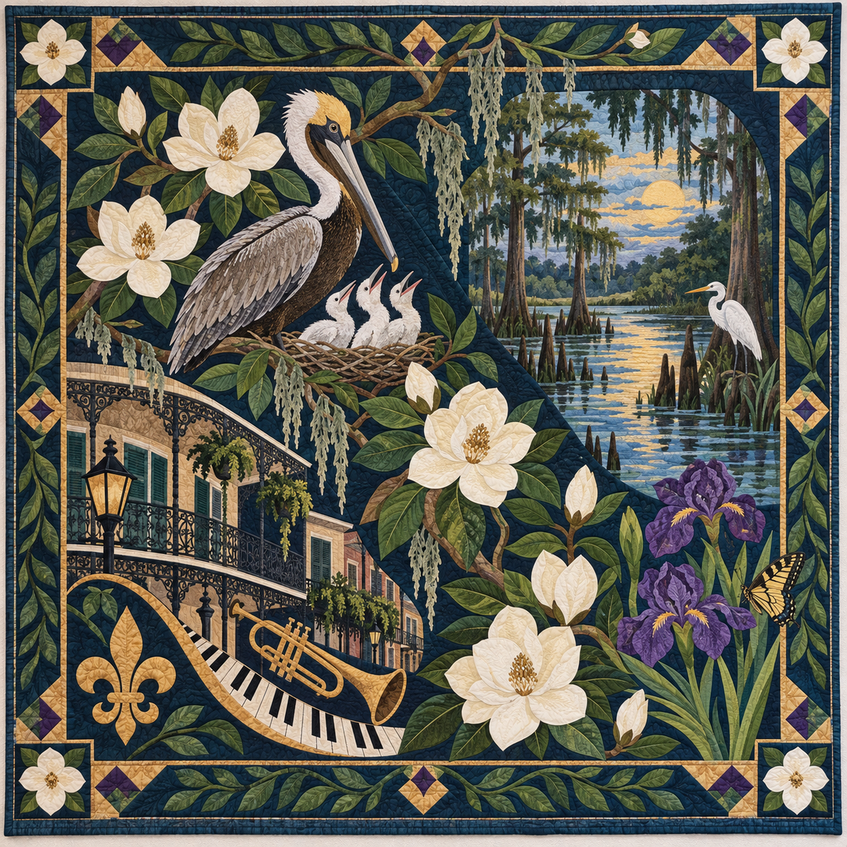 Louisiana Botanical Heritage TD181026572 Quilt Blanket