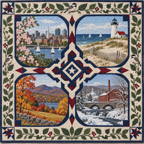 Massachusetts Four Seasons TD181026588 Quilt Blanket