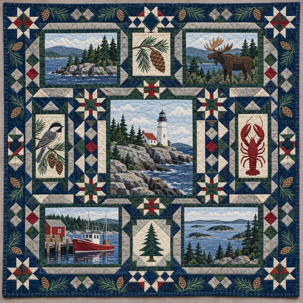 Maine Landmark Windows TD181026603 Quilt Blanket