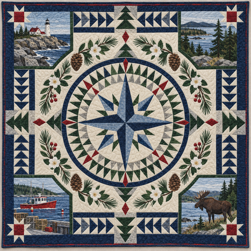 Maine Radiant Compass TD181026607 Quilt Blanket