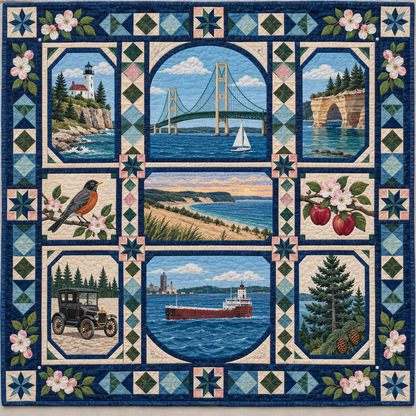 Michigan Landmark Windows TD181026613 Quilt Blanket