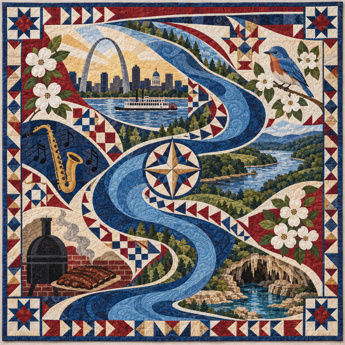 Missouri River Of Stories TD181026634 Quilt Blanket