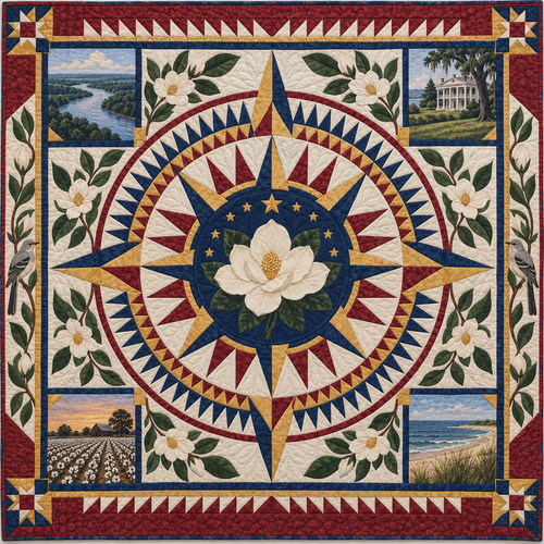 Mississippi Radiant Compass TD181026647 Quilt Blanket