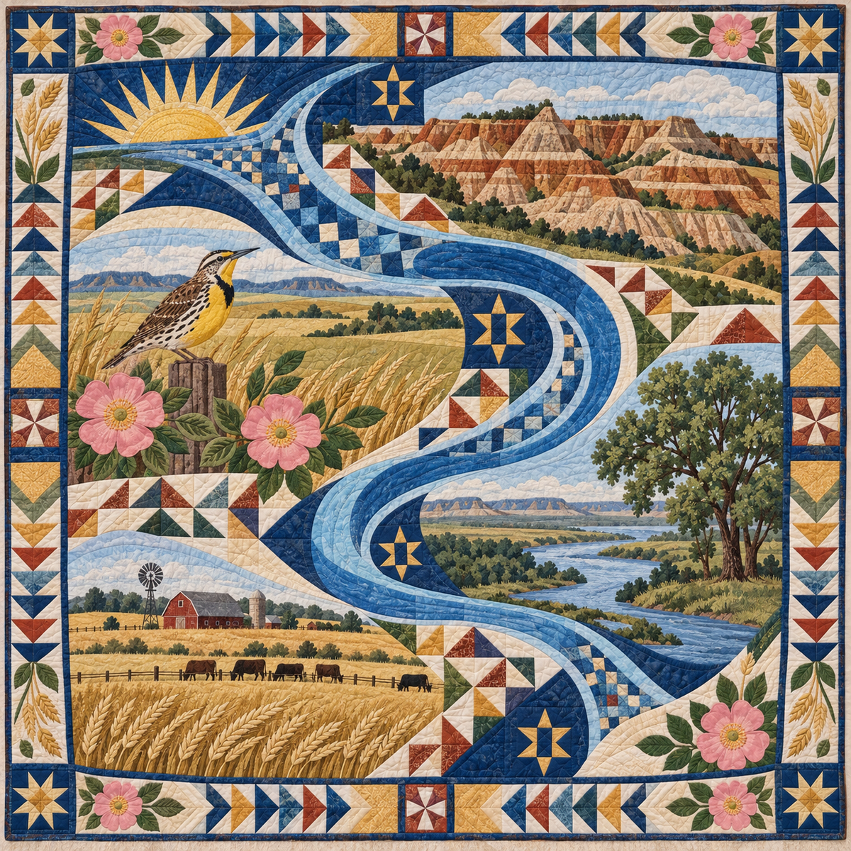 North Dakota River Of Stories TD181026674 Quilt Blanket