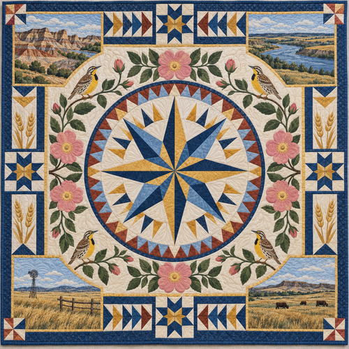 North Dakota Radiant Compass TD181026677 Quilt Blanket