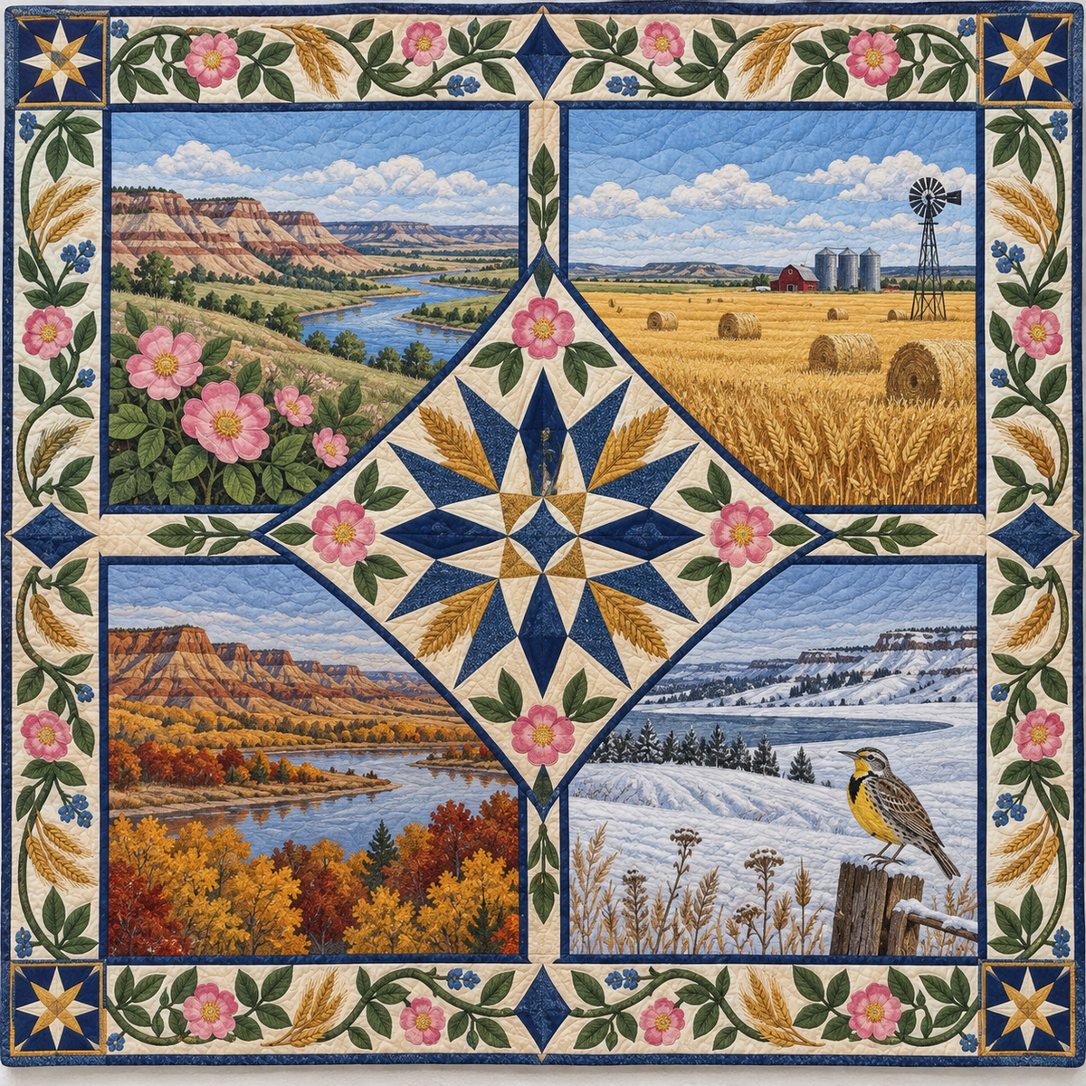 North Dakota Four Seasons TD181026678 Quilt Blanket