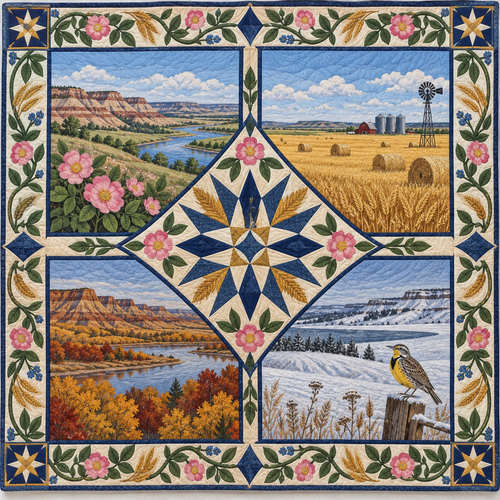 North Dakota Four Seasons TD181026678 Quilt Blanket
