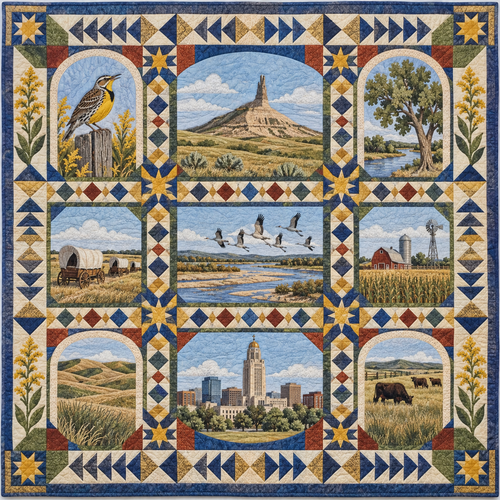 Nebraska Landmark Windows TD181026683 Quilt Blanket