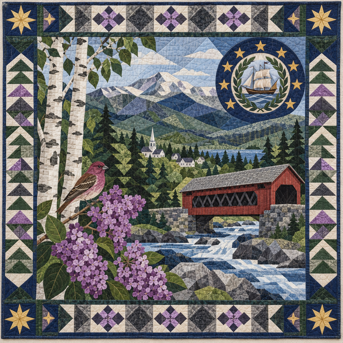 New Hampshire Mosaic Horizons TD181026699 Quilt Blanket