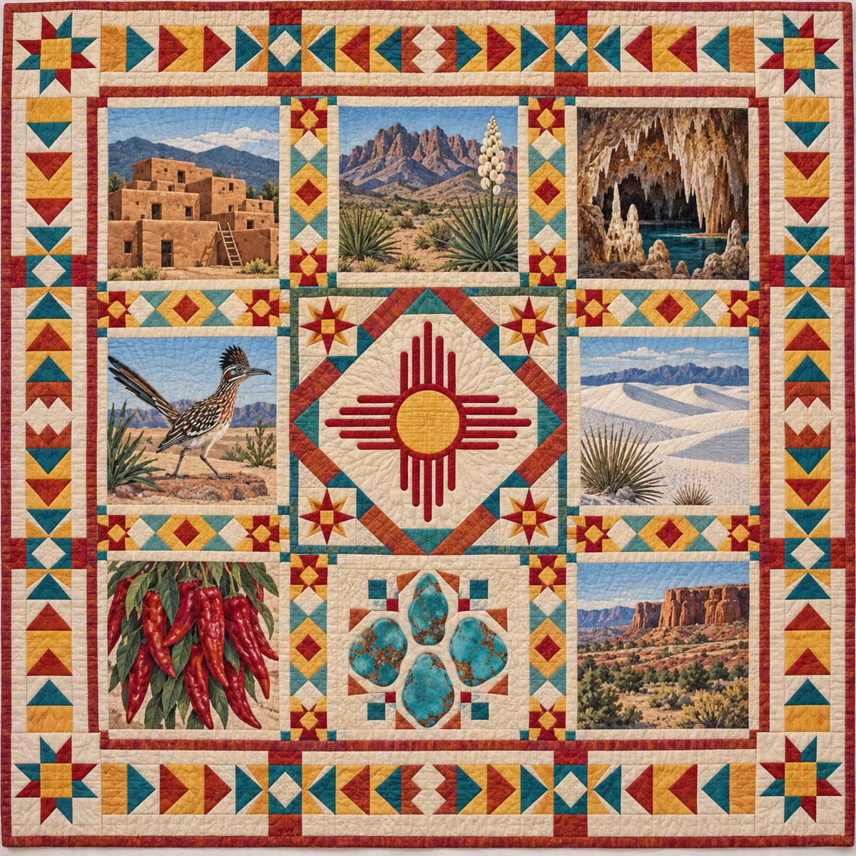 New Mexico Landmark Windows TD181026713 Quilt Blanket