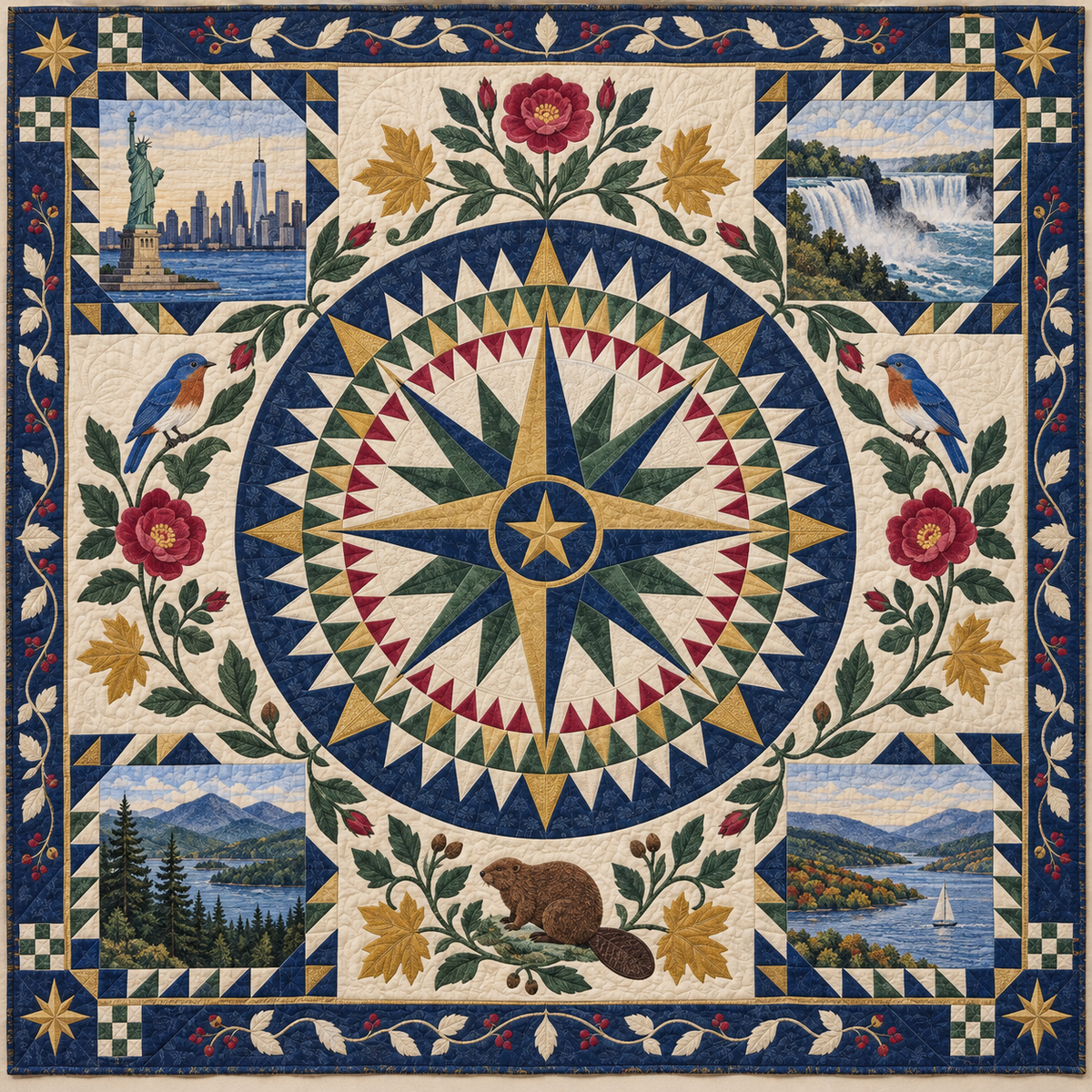 New York Radiant Compass TD181026737 Quilt Blanket