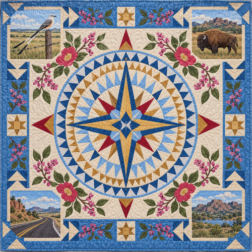 Oklahoma Radiant Compass TD181026757 Quilt Blanket