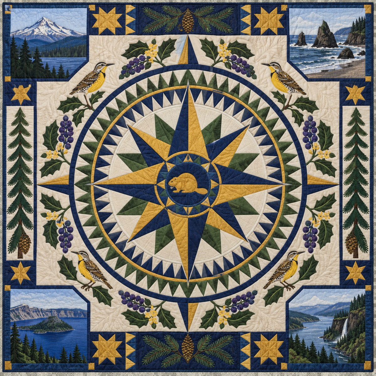 Oregon Radiant Compass TD181026767 Quilt Blanket