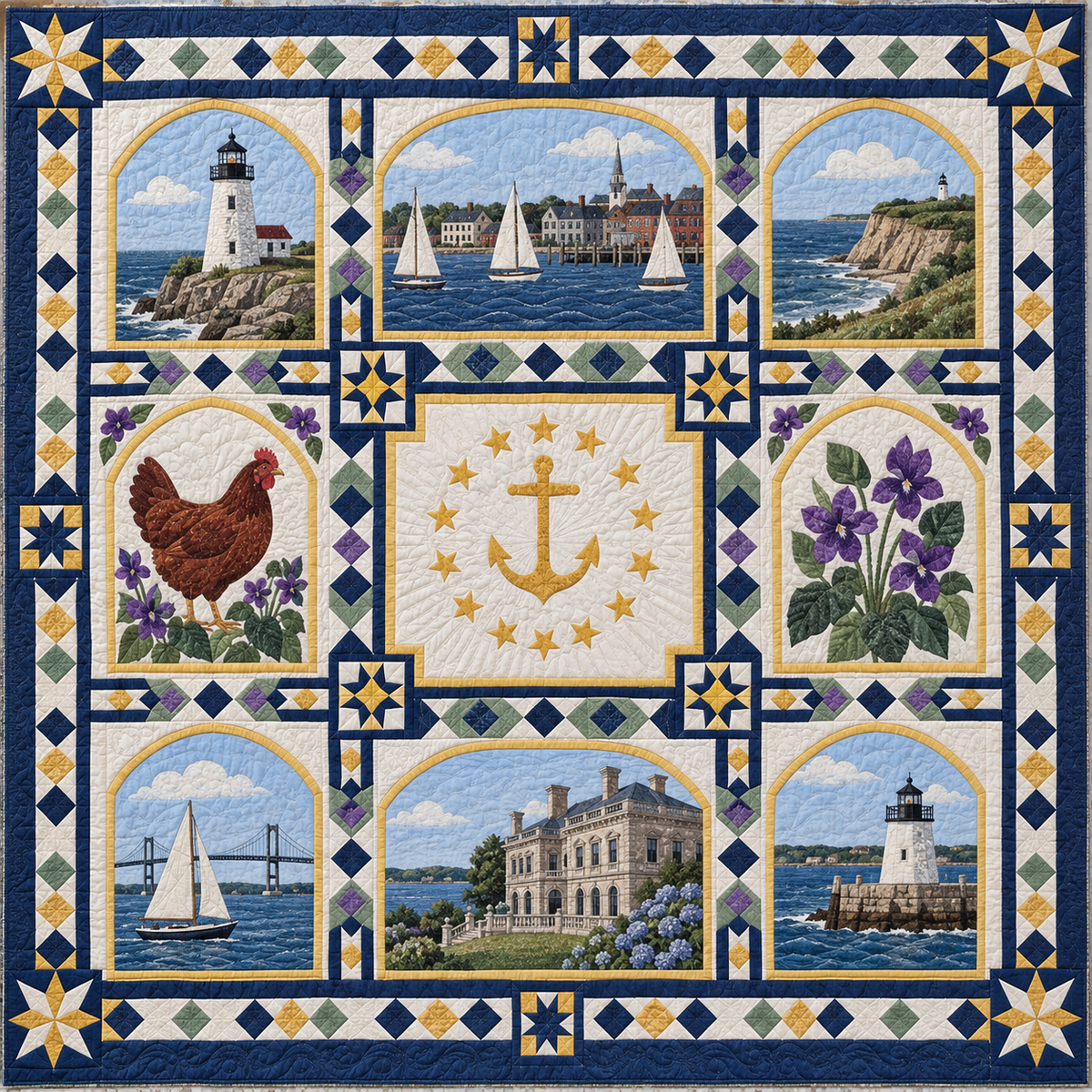 Rhode Island Landmark Windows TD181026783 Quilt Blanket