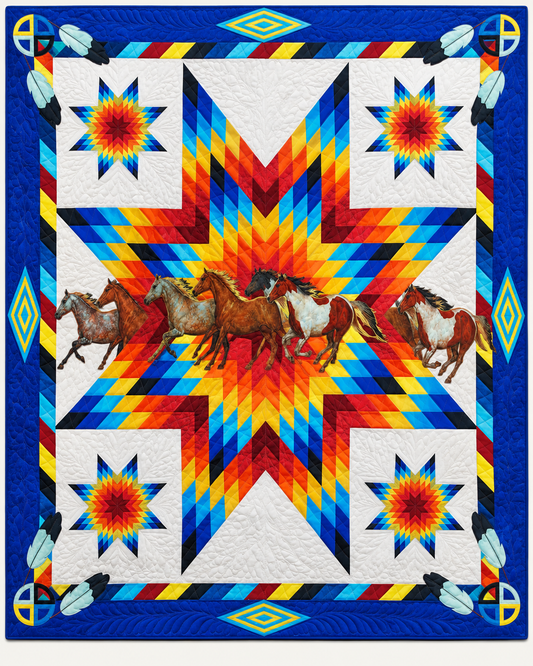 Running Horses Rainbow Star TD101026431 Quilt Blanket
