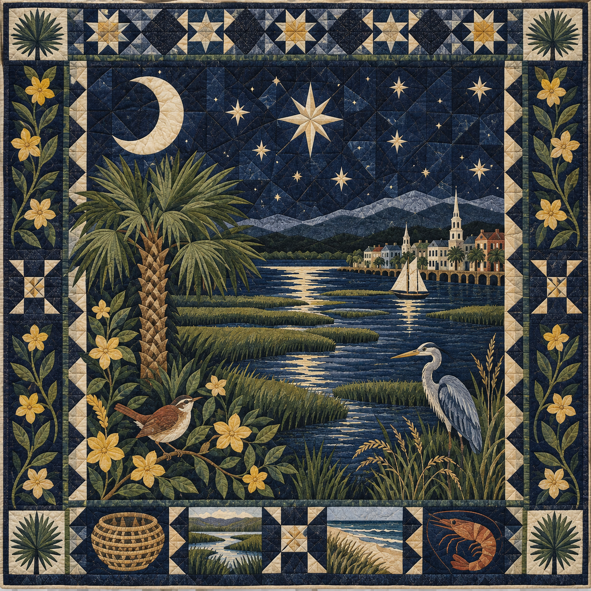 South Carolina Night Garden TD181026795 Quilt Blanket